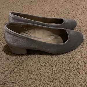Old Navy Silver Velvet Block heels